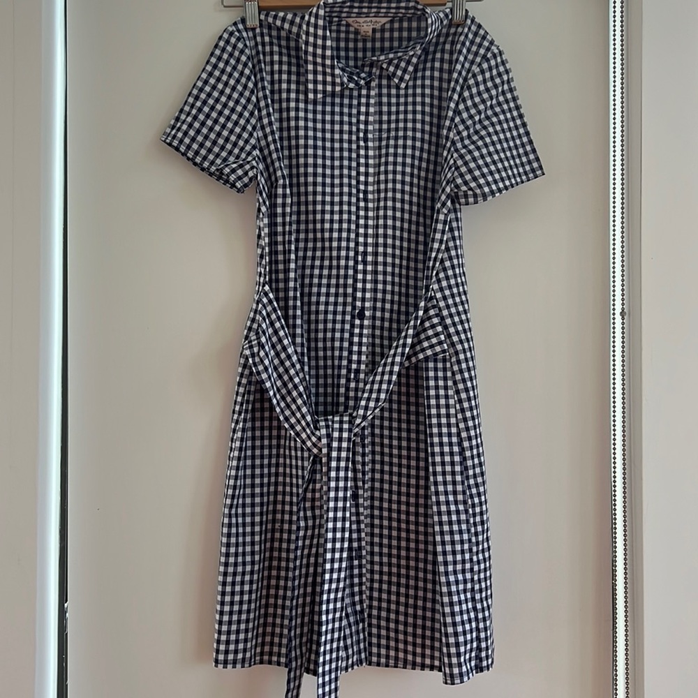 Blue and white gingham shirt dress in size EU 36